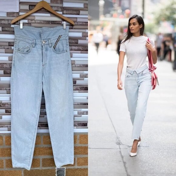 JEAN ATELIER Flip Fold-over High-rised Straight-leg Jeans 28 - Picture 2 of 16